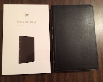 Personalized ESV Thinline Bible - Black Bonded Leather ** Custom Imprinted with name