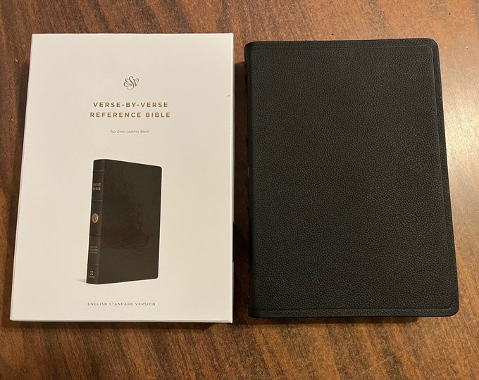 Personalized ESV Verse by Verse Reference Bible - Black Top Grain Genuine Leather  Custom Imprinted