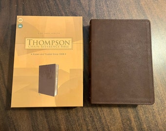 Personalized KJV Thompson Chain Reference Study Bible - Brown LeatherSoft, custom imprinted, ISBN 9780310459934, name on kjv bible