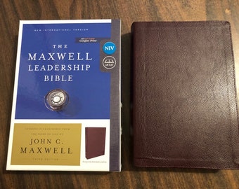 Personalized NIV Maxwell Leadership Study Bible - Burgundy Bonded Leather - Custom Imprinted with name, John maxwell study bible