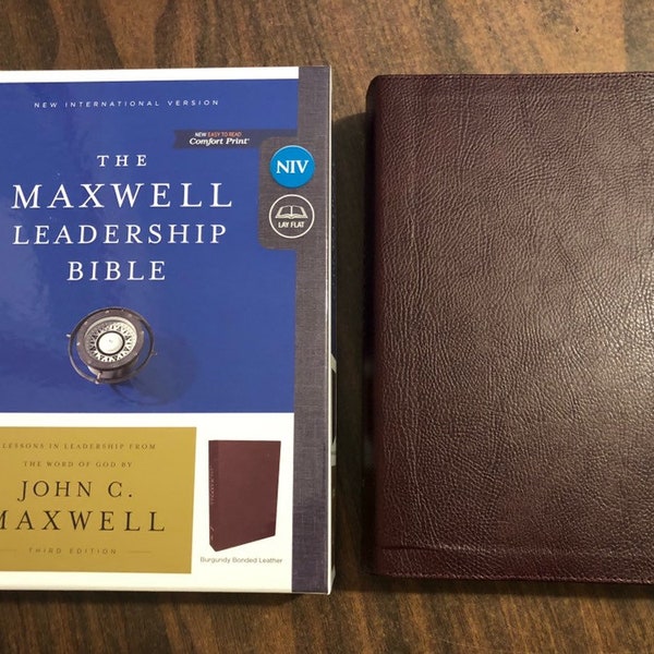 Personalized NIV Maxwell Leadership Study Bible - Burgundy Bonded Leather - Custom Imprinted with name, John maxwell study bible