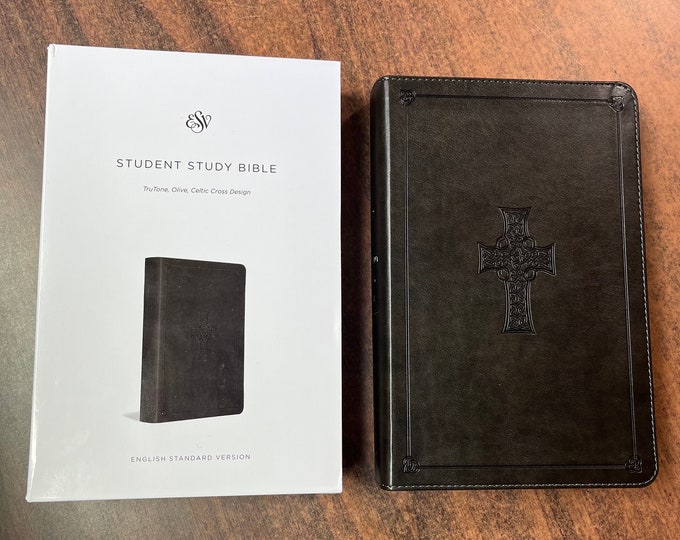 Personalized ESV Student Study Bible - Olive Trutone, Celtic Cross -  Custom Imprinted with name - 9781433560729