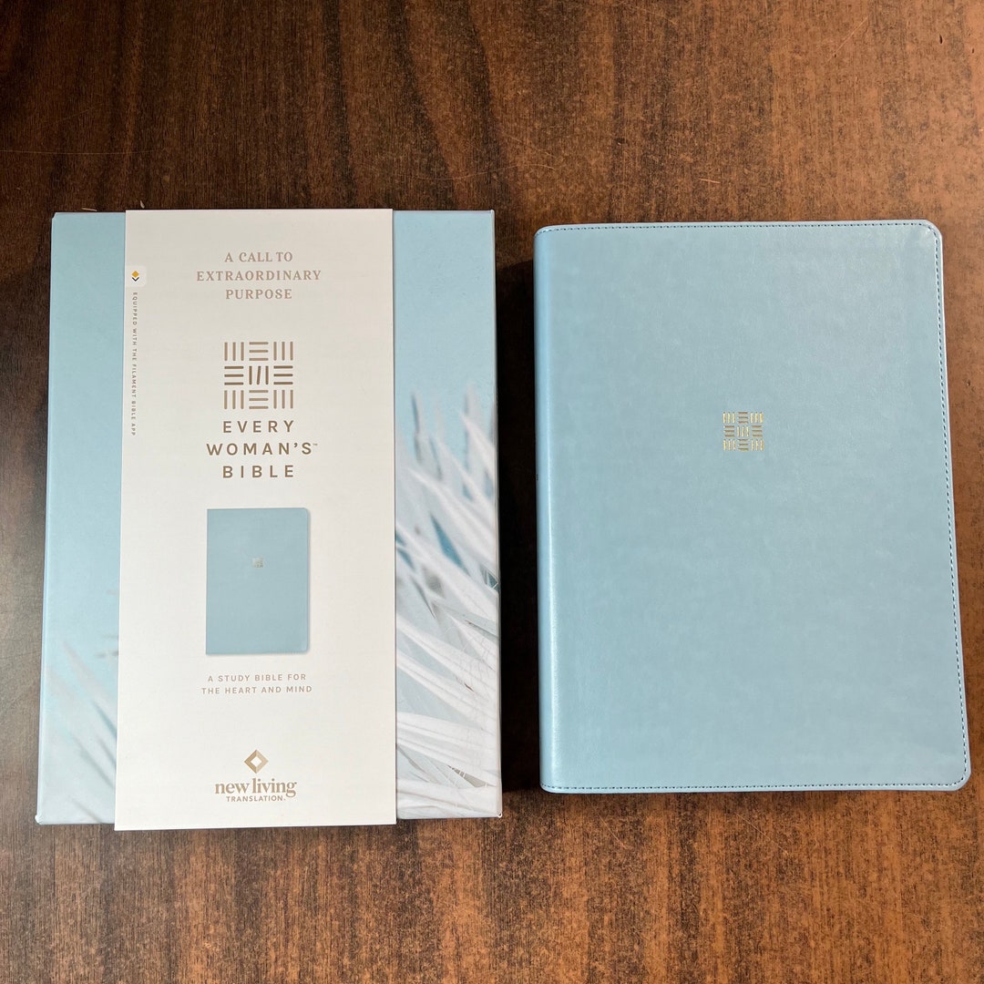 Personalized NLT Every Womans Bible Sky Blue Leatherlike Custom