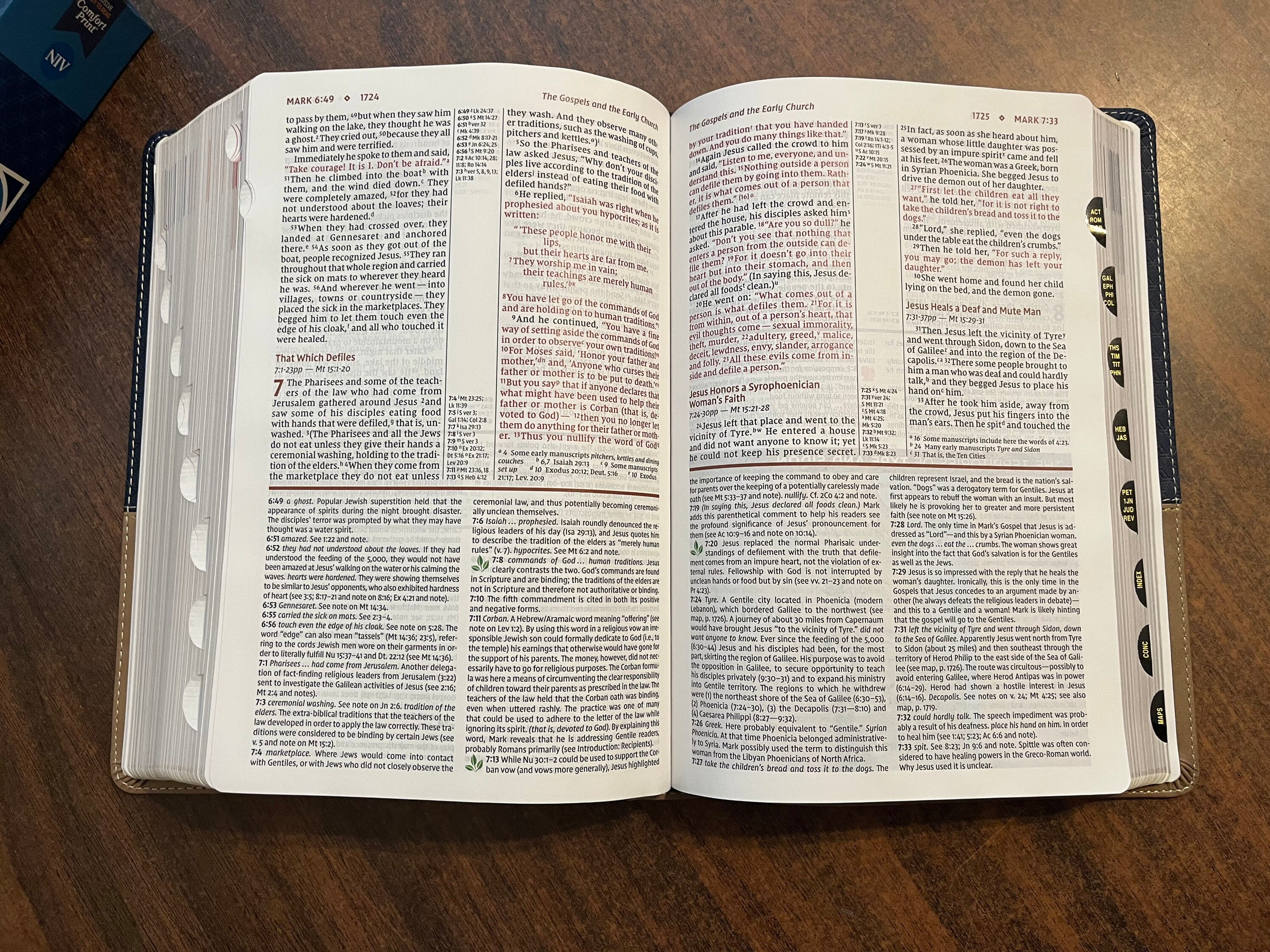 Personalized NIV Study Bible Thumb Indexed Navy Blue / Tan