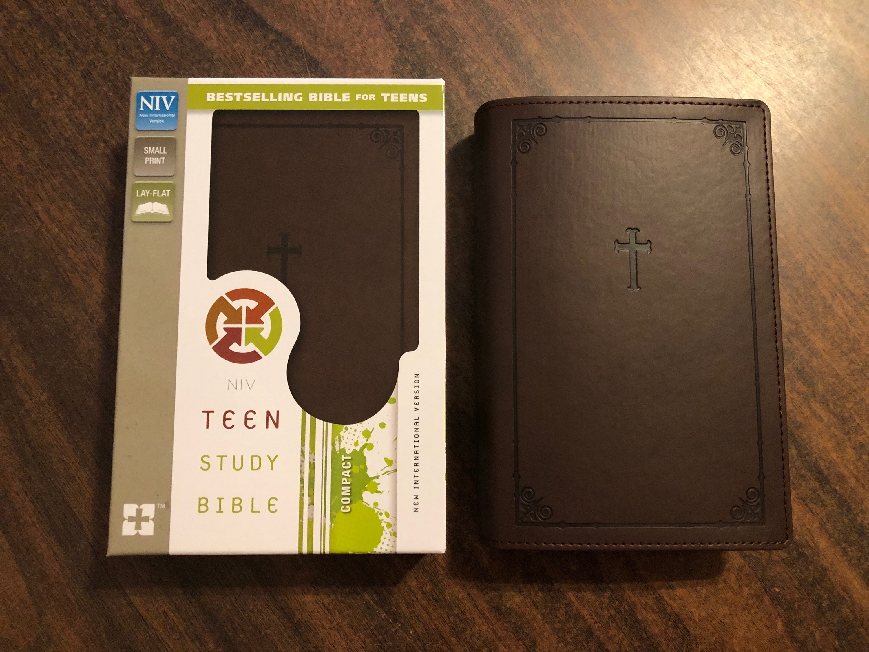 2011 NIV Compact Pocket Cross Bible Charcoal IDT Leather Shrink-wrapped for  sale online