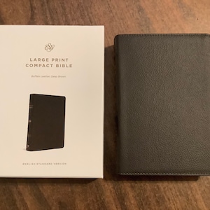 Personalized ESV Large Print Compact Bible - Deep Brown Genuine Buffalo Leather  Custom Imprinted, ISBN 9781433572012