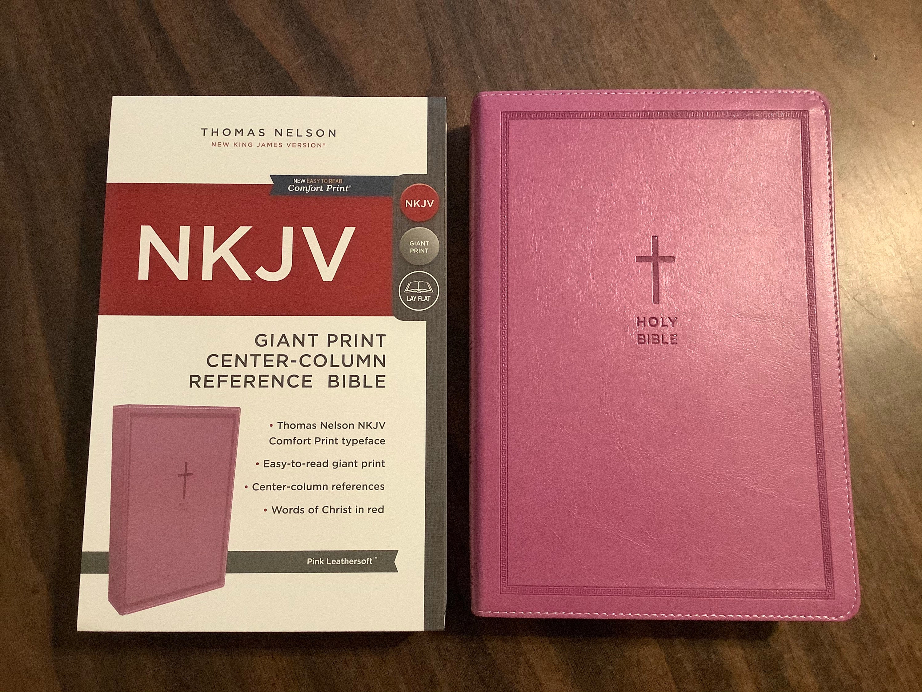 Personalized nkjv giant print reference bible pink leathersoft custom 