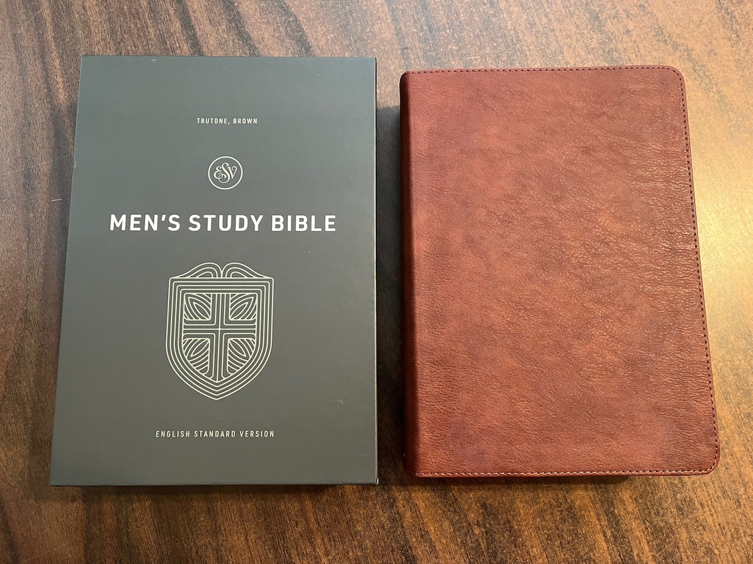 Personalized ESV Mens Study Bible Brown Trutone, Custom Imprinted