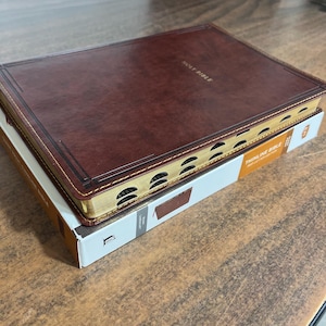 Personalized KJV Giant Print Thinline Bible Thumb Indexed - Brown LeatherSoft, Custom Imprinted with name, 9780785231660