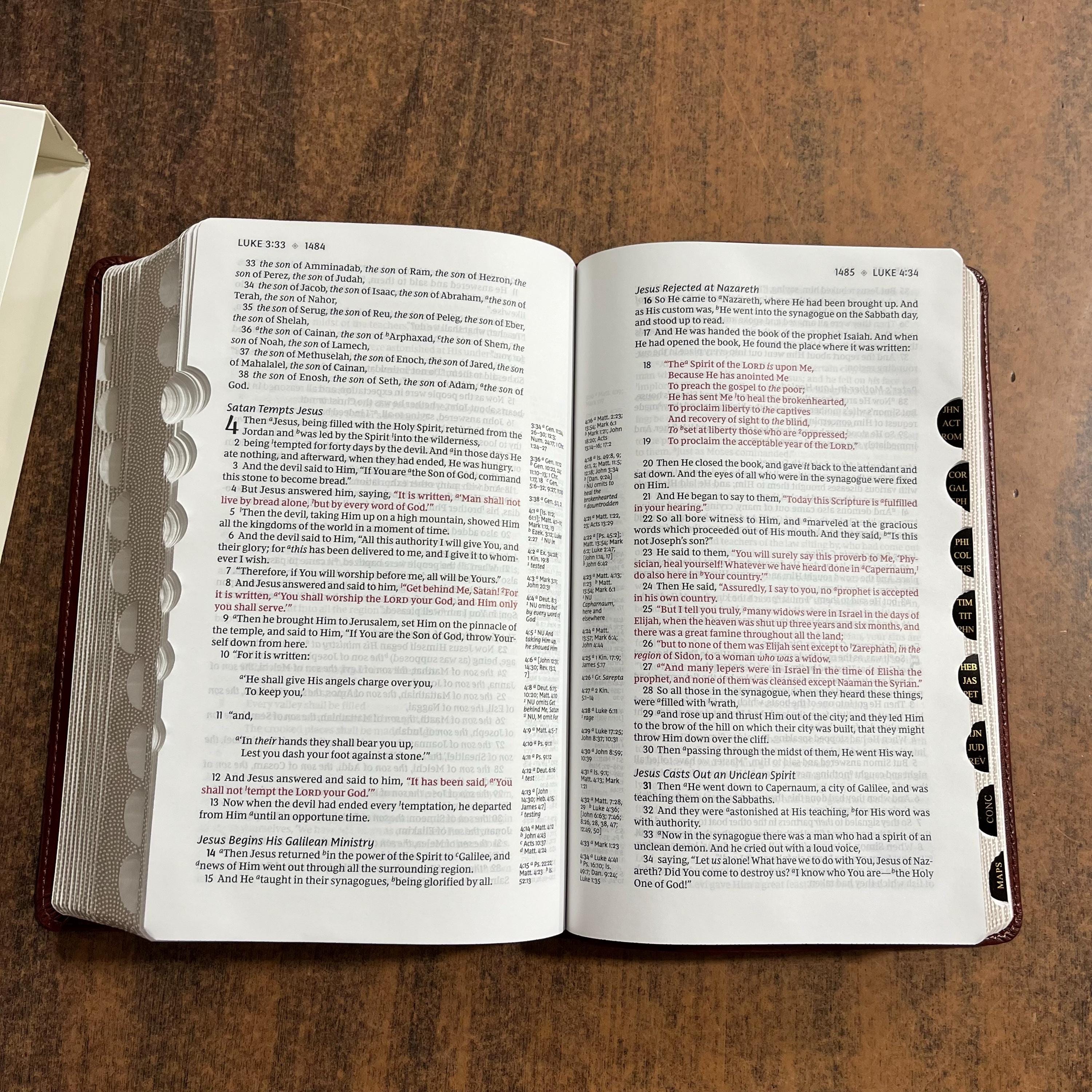 Personalized NKJV Single Column Reference Bible Thumb Indexed - Brown ...