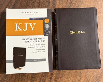 Personalized KJV Super Giant Print Reference Bible - Brown Bonded Leather ** Custom Imprinted with name 9781400328772
