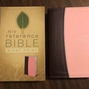 Personalized NIV Giant Print Reference Bible - Pink Duotone - Custom Imprinted with a name