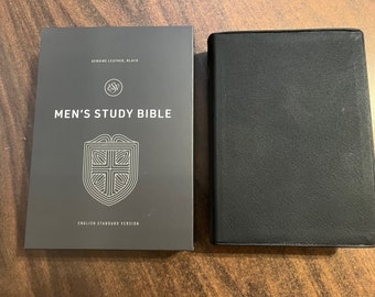 Personalized ESV Mens Study Bible - Black Genuine Leather,  Custom Imprinted with name, ISBN 9781433590566