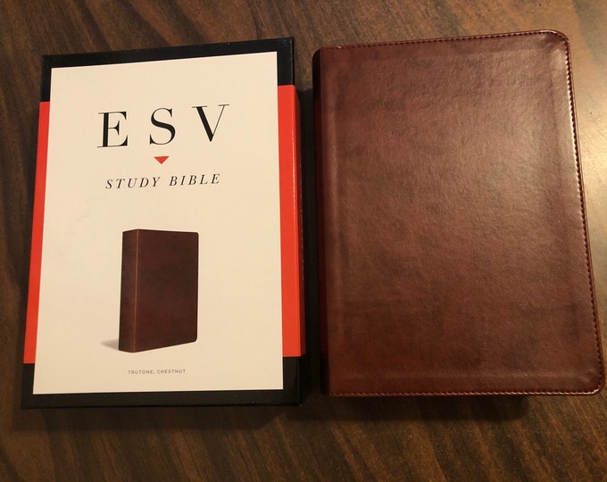 PERSONALIZED ** ESV Study Bible - Chestnut Brown Trutone ** Custom Imprinted