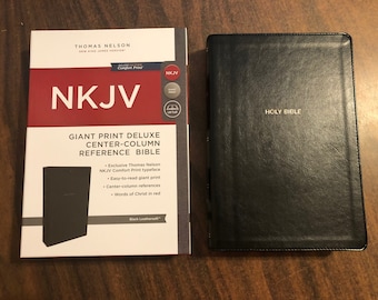 Personalized Bible, NKJV Giant Print Center Column Reference Bible - Black Leathersoft, Custom Imprinted, ISBN 9780785217817