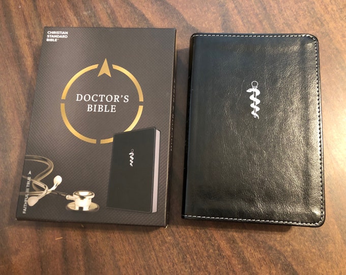 Personalized CSB Doctors Compact Bible - Black LeatherTouch Custom Imprinted