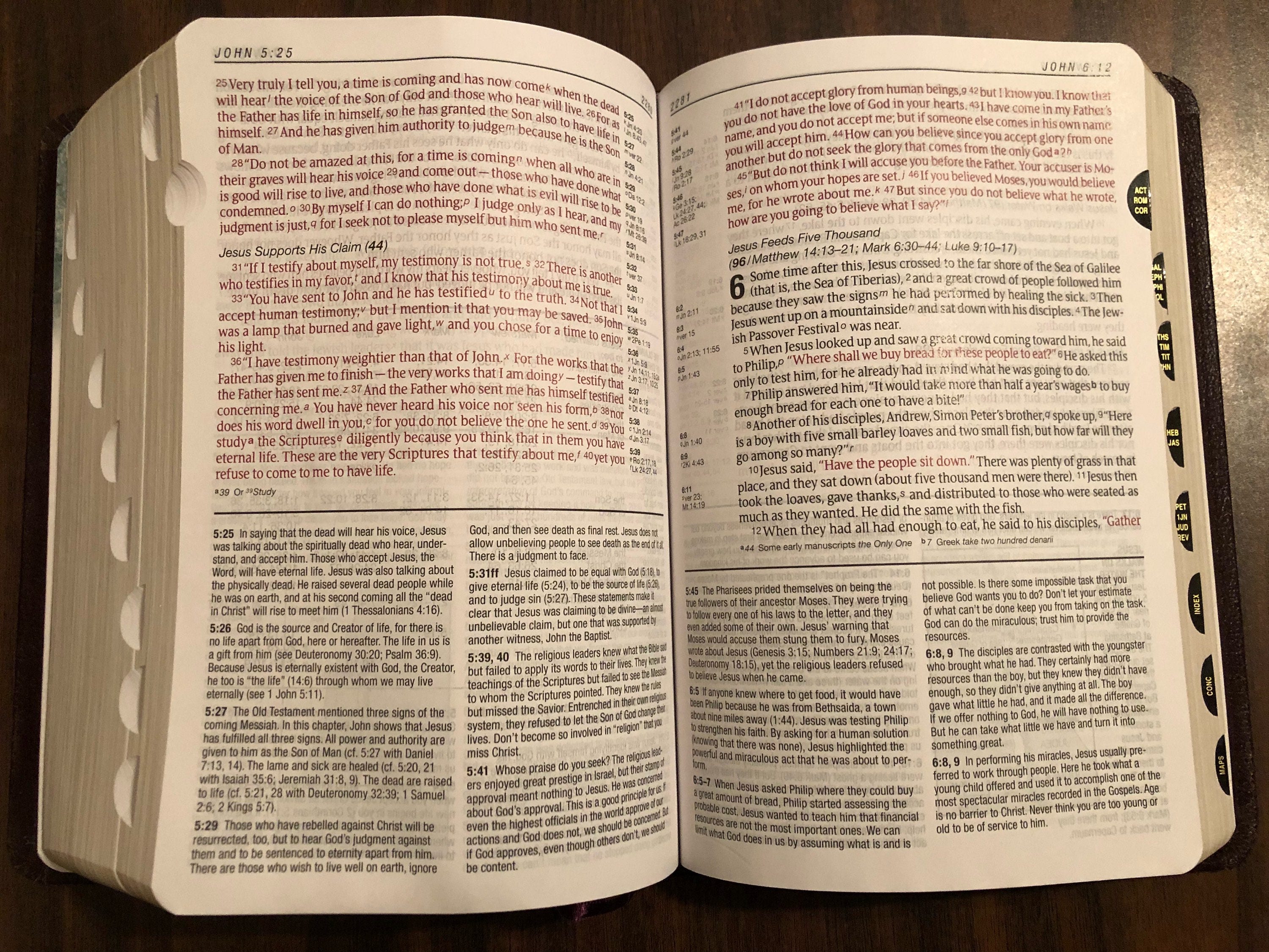 PERSONALIZED ** NIV Large Print Life Application Study Bible Indexed Burgundy Bonded Leather