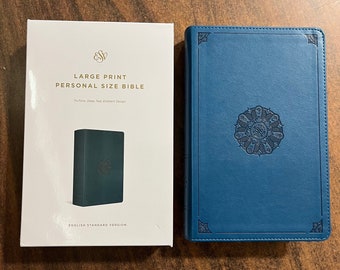 Personalized ESV Large Print Personal Size Bible - Deep Teal TruTone, Custom Imprinted with name, ISBN 9781433593093