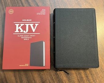 Personalized KJV Super Giant Print Bible - Black Genuine Leather ** Custom Imprinted