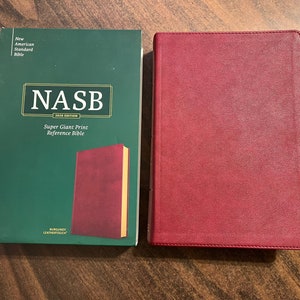 Personalized NASB Super Giant Print Reference Bible - Burgundy LeatherTouch,  Custom Imprinted