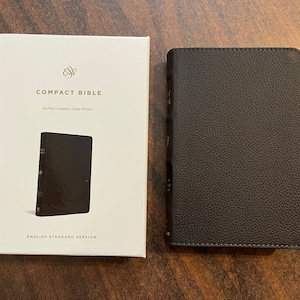Personalized ESV Compact Bible - Deep Brown Genuine Buffalo Leather  Custom Imprinted with a name, ISBN 9781433585272