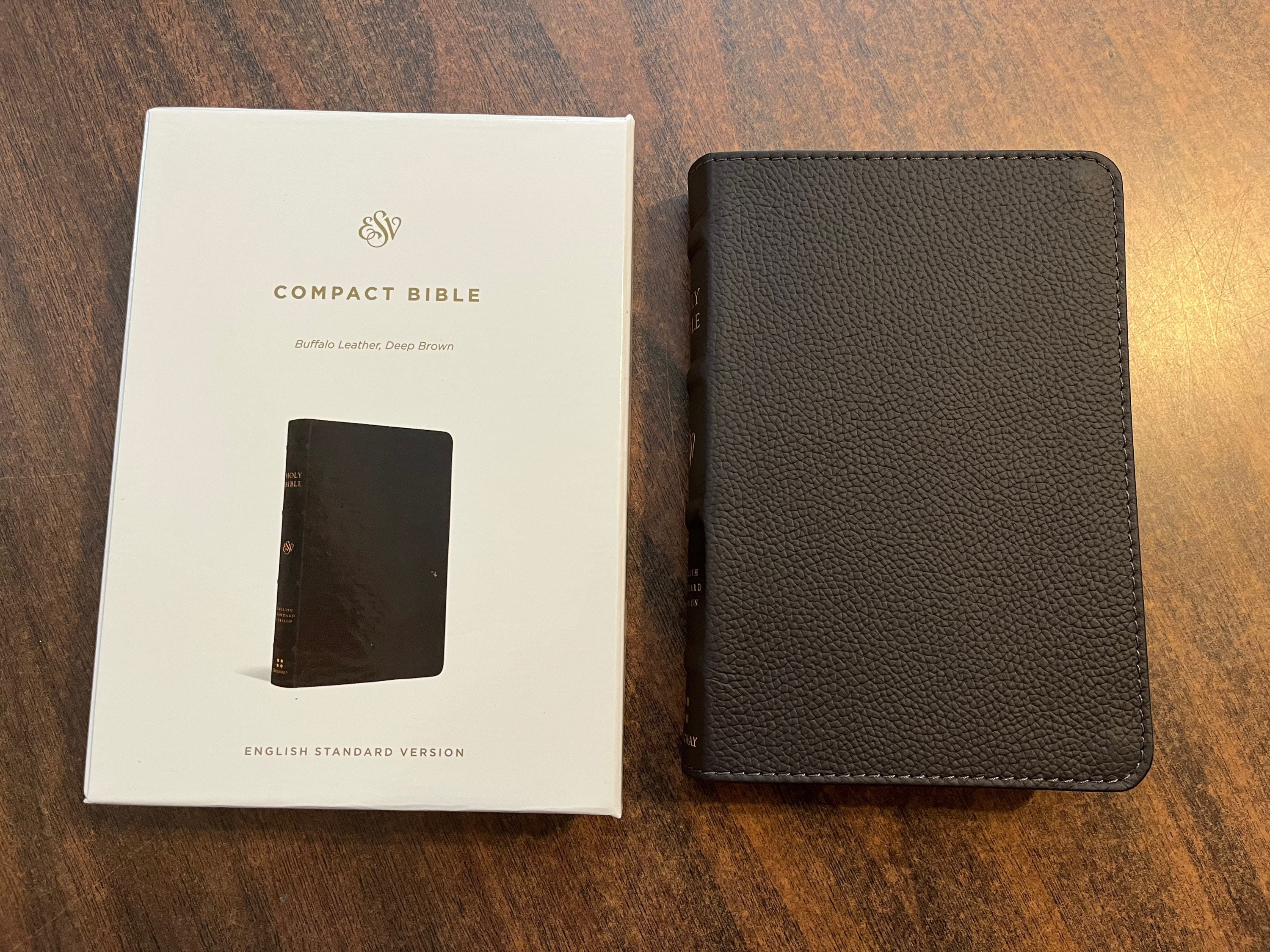Personalized ESV Compact Bible - Deep Brown Genuine Buffalo