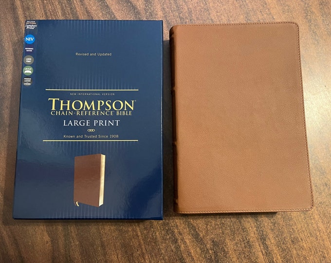 Personalized NIV Thompson Chain Reference Study Bible Large Print - Brown Genuine Cowhide Premium Leather, ISBN 9780310459781