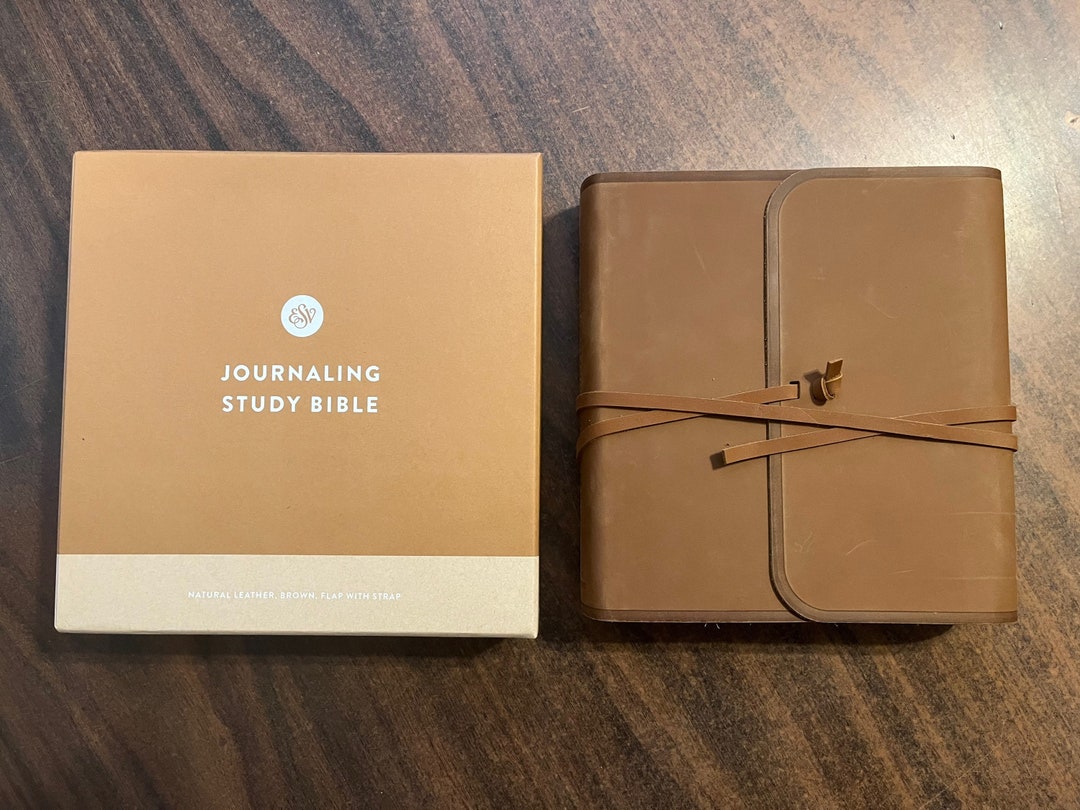 Personalized ESV Journaling Study Bible Brown Natural Genuine Leather