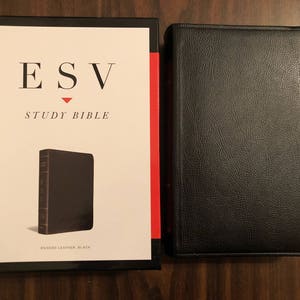 Personalized Esv Study Bible Black Genuine Leather Etsy