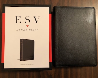 Personalized ESV Study Bible - Black Bonded Leather, Custom Imprinted with name, ISBN 9781433502453