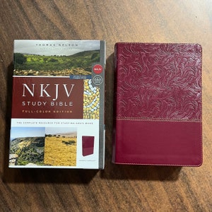 Personalized NKJV Study Bible - Cranberry Red LeatherSoft - Custom Imprinted with name 9780785220688