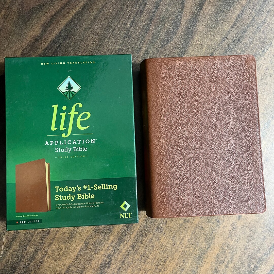 Personalized NLT Life Application Study Bible Brown Genuine Leather