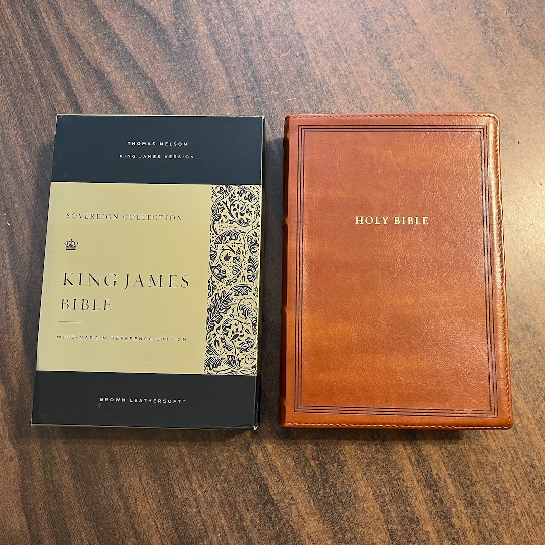 Personalized KJV Wide Margin Reference Bible - Brown Leathersoft Cover ...
