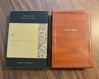 Personalized KJV Wide Margin Reference Bible - Brown LeatherSoft Cover - Custom Imprinted with name