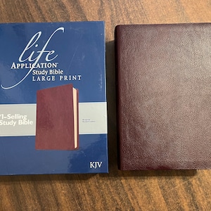 Personalized KJV Large Print Life Application Study Bible - Burgundy Bonded Leather,  Custom Imprinted