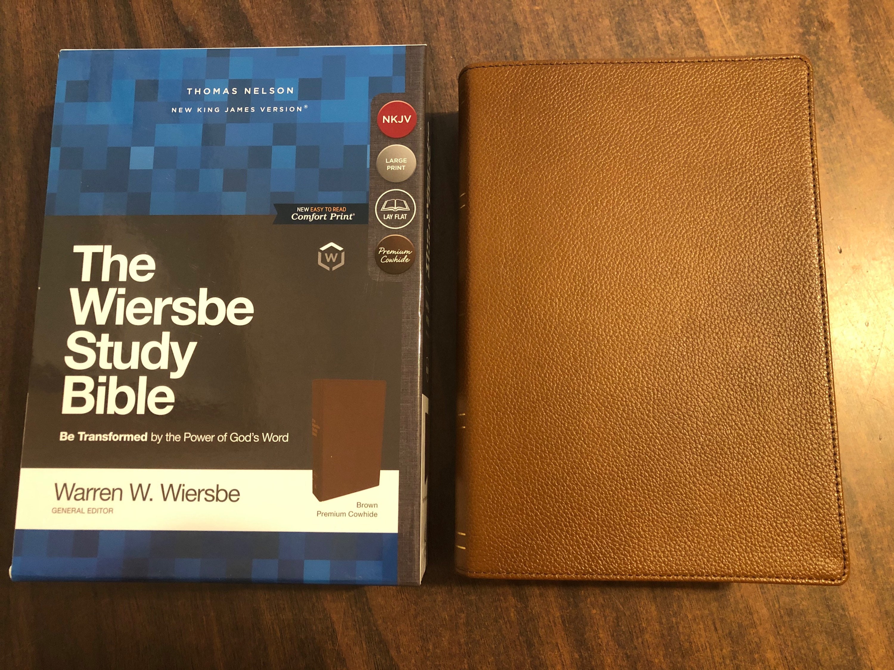 PERSONALIZED NKJV Wiersbe Study Bible Large Print Brown Premium