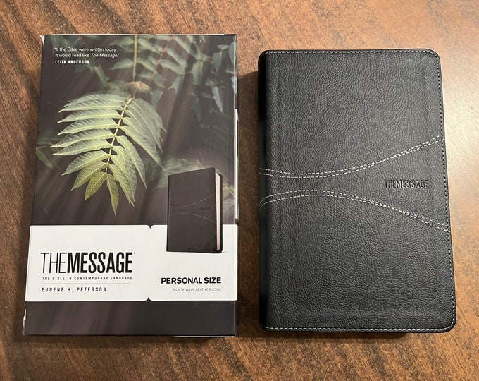 Personalized The Message Personal Size Bible - Black Leatherlook  ** Custom Imprinted