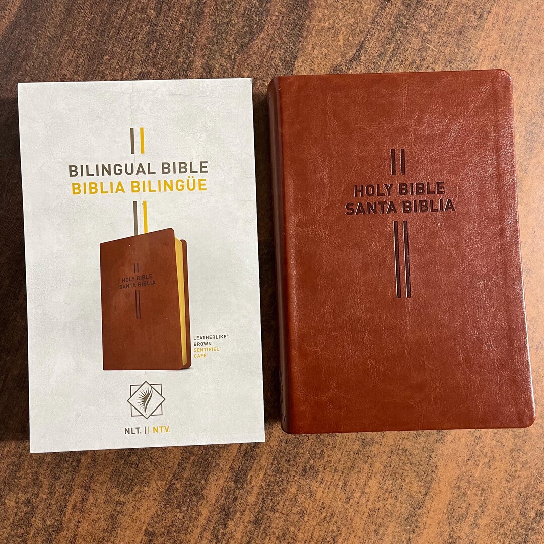 Personalized NLT / NTV Spanish English Bilingual Bible - Brown