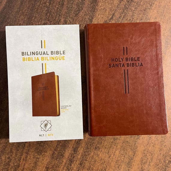 Personalized NLT / NTV Spanish English Bilingual Bible - Brown