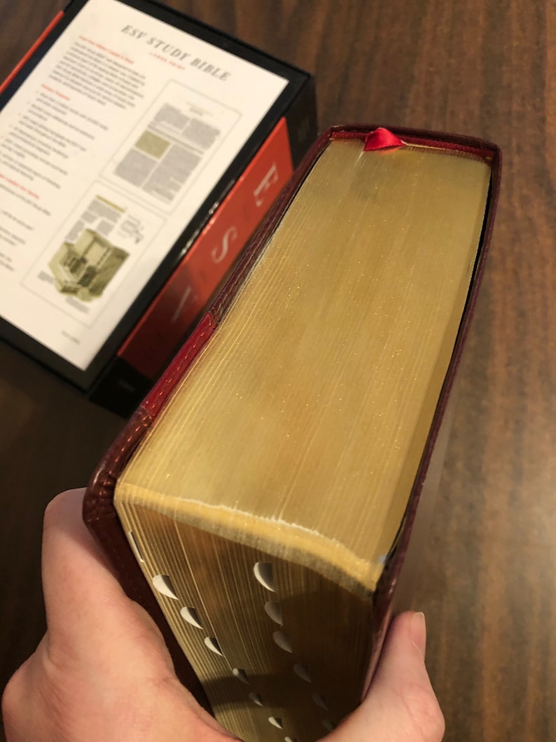 Personalized ESV Large Print Study Bible Thumb Indexed Mahogany