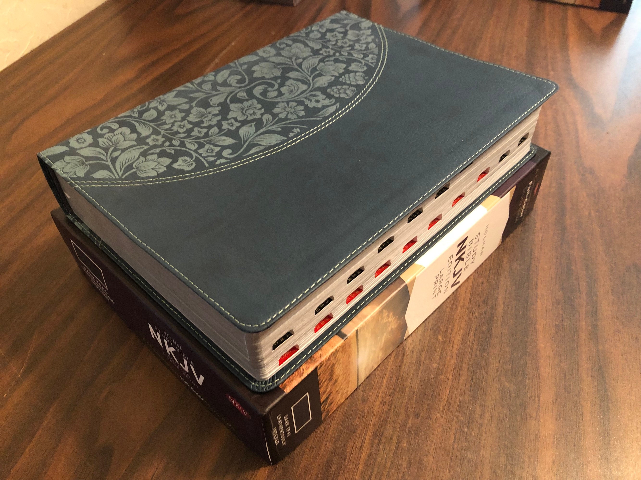Personalized nkjv study bible large print indexed dark teal 