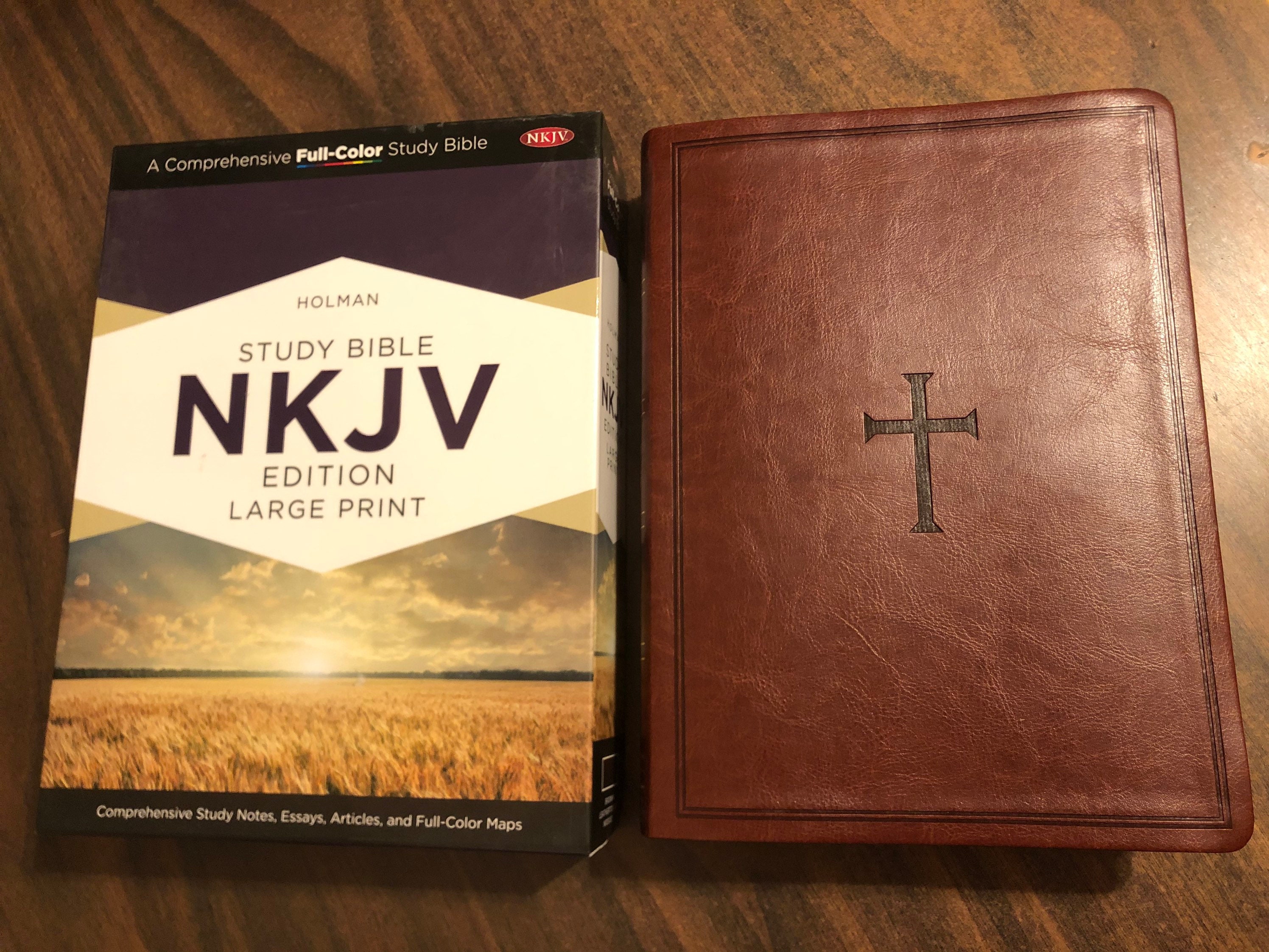 PERSONALIZED ** NKJV Large Print Study Bible Indexed - Brown ...