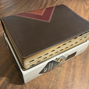 Personalized NLT Illustrated Study Bible Thumb Indexed - Brown / Tan LeatherLike - Custom Imprinted with name 9781496402059