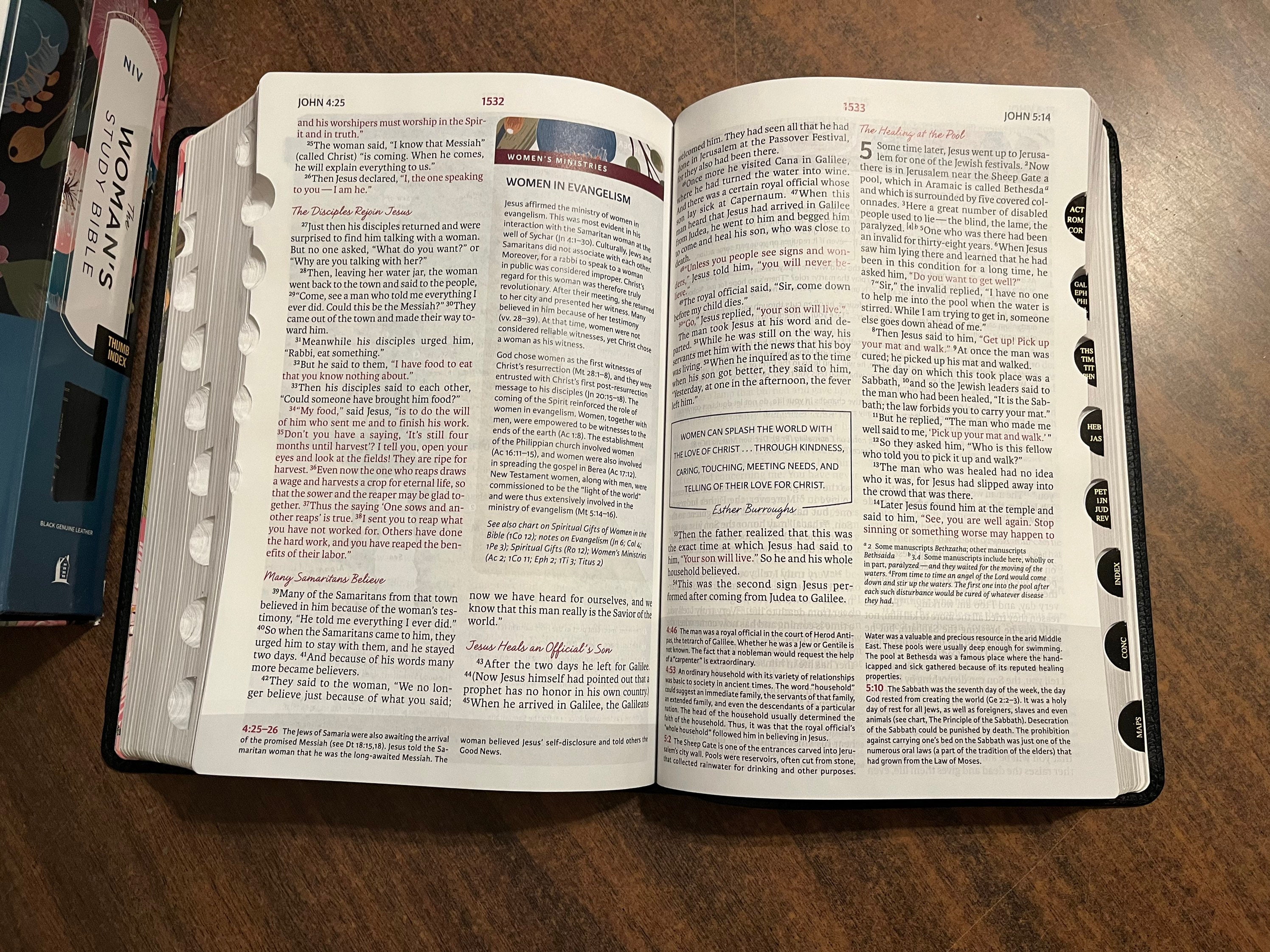 Personalized NIV Womans Study Bible Large Print Thumb Indexed Black