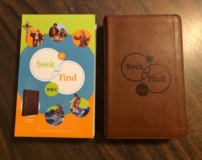 Personalized ESV Seek and Find Bible - Brown Trutone   Custom Imprinted