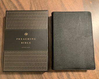 Personalized ESV Preaching Bible - Black Goatskin Genuine Leather  Custom Imprinted