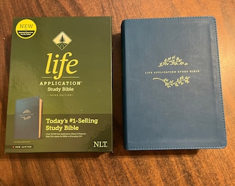 Personalized NLT Life Application Study Bible - Teal LeatherLike - Custom Imprinted
