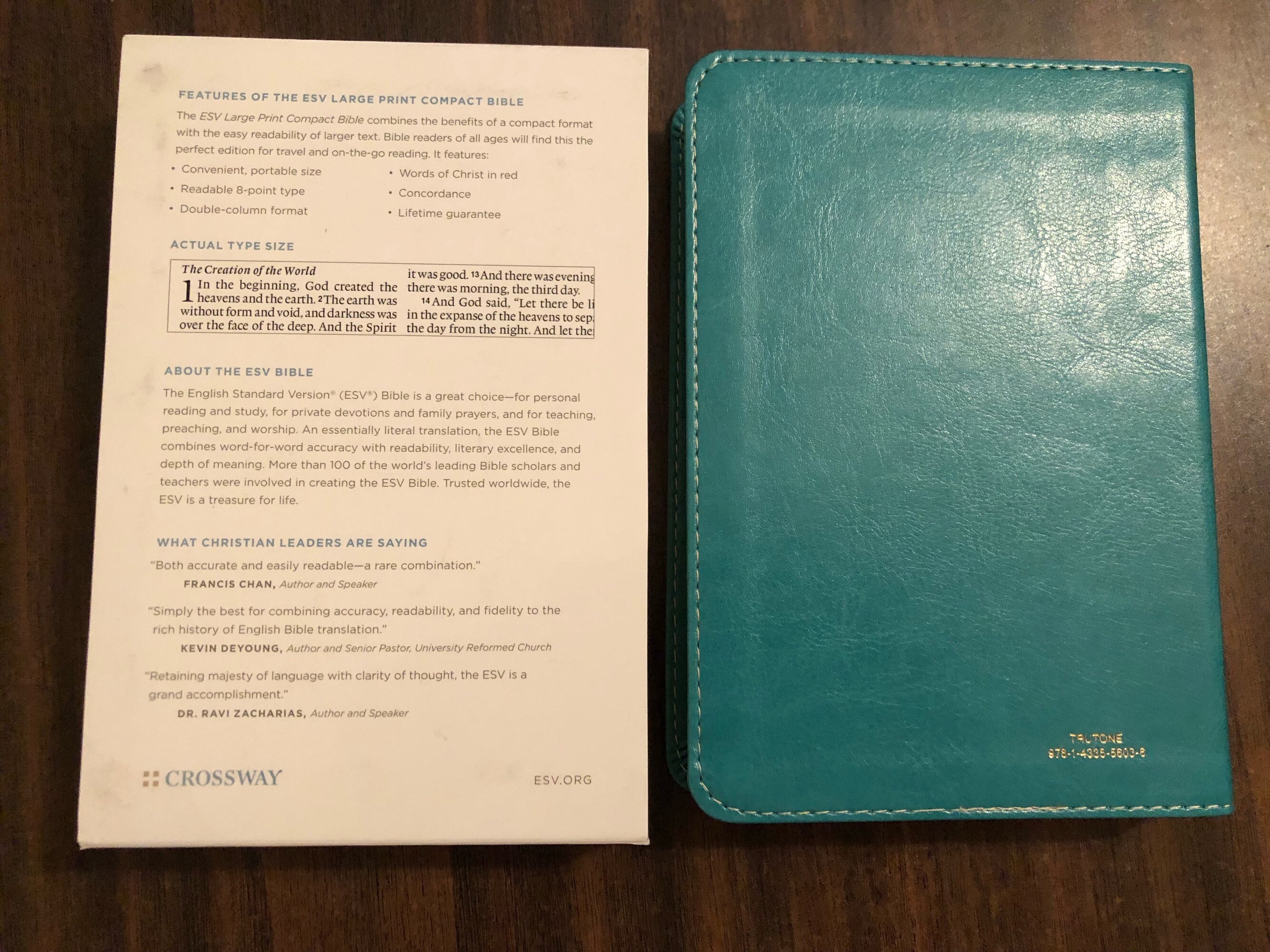 PERSONALIZED ** ESV Large Print Compact Bible - Teal TruTone ** Custom ...