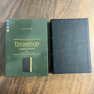 Personalized ESV Large Print Thompson Chain Reference Study Bible - Black LeatherSoft, Custom Name Imprinted, 9780310458944