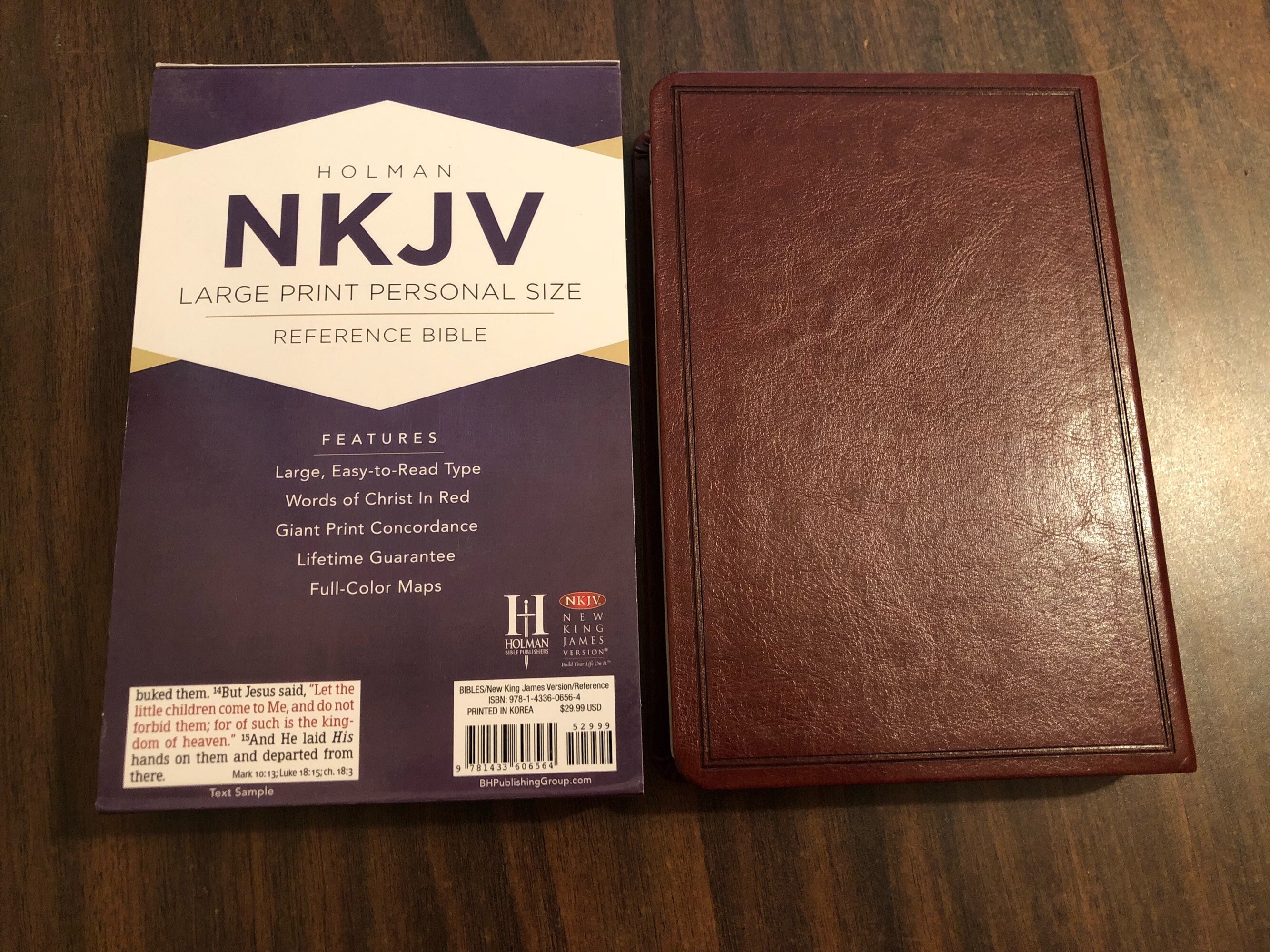 PERSONALIZED ** NKJV Large Print Reference Bible Indexed Brown
